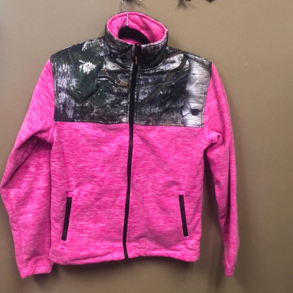 Pink and Camo Fleece Full Zip Wind Jacket - Picture 4 of 8